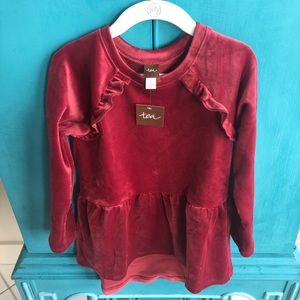 Tea Collection Velour Tunic Ruffle Top